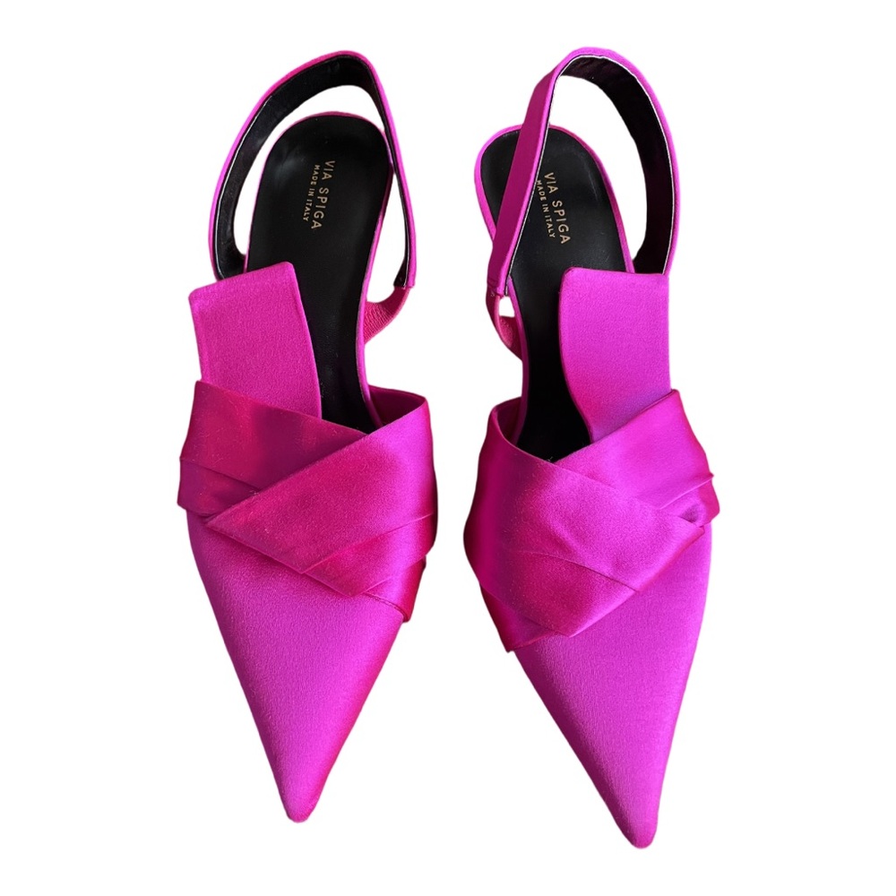Via Spiga Gem satin kitten heels with large bow detail size 7.5 NWOT